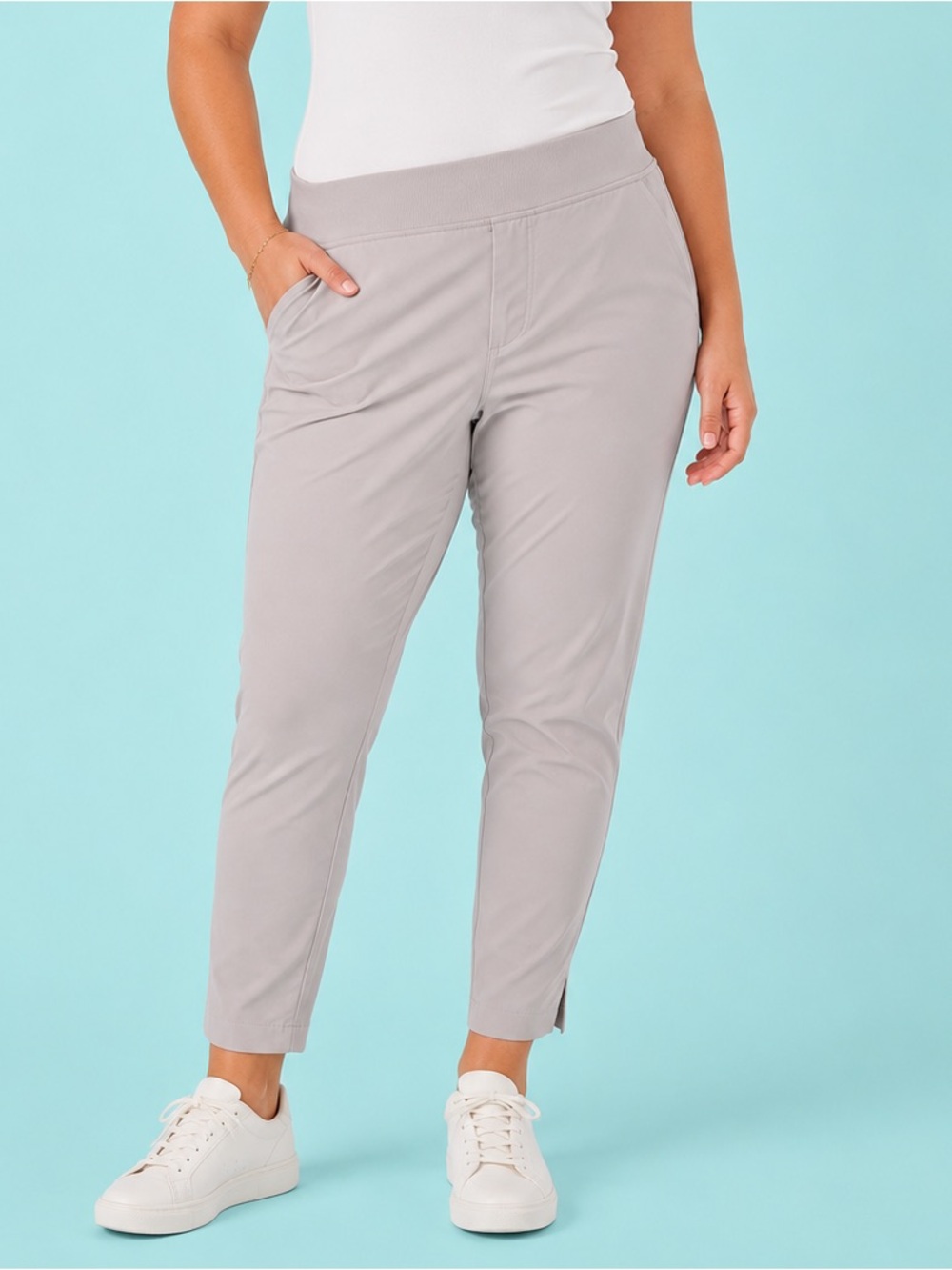 Athleta Brooklyn Ankle Pant Size 16 Beige Travel Work Stretch Mid Rise